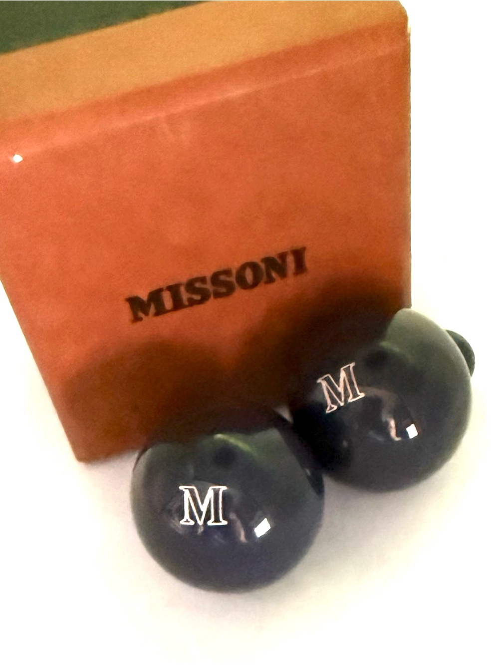 Missoni Black Enamel 'M' Monogram Cufflinks